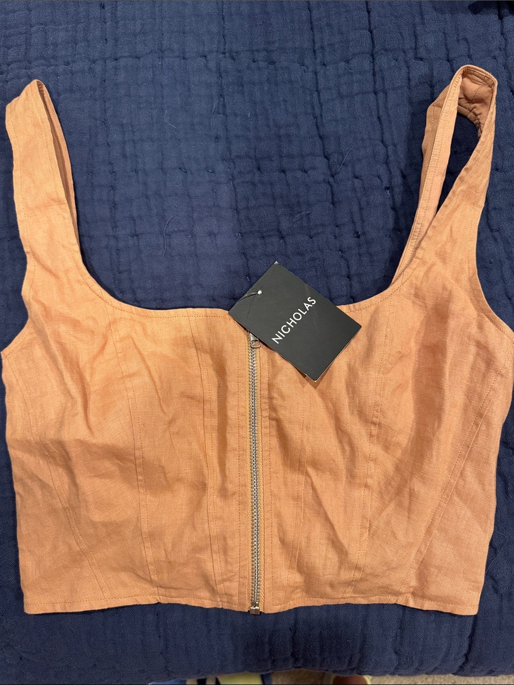 NICHOLAS Rust-Tan Zip Front Crop Top